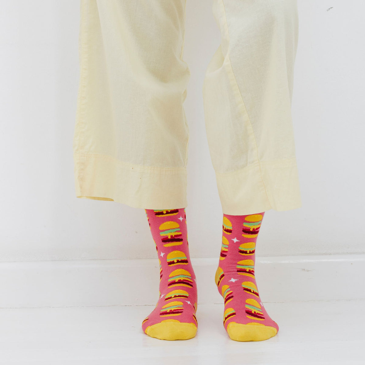 Cheese Burger Cotton Socks