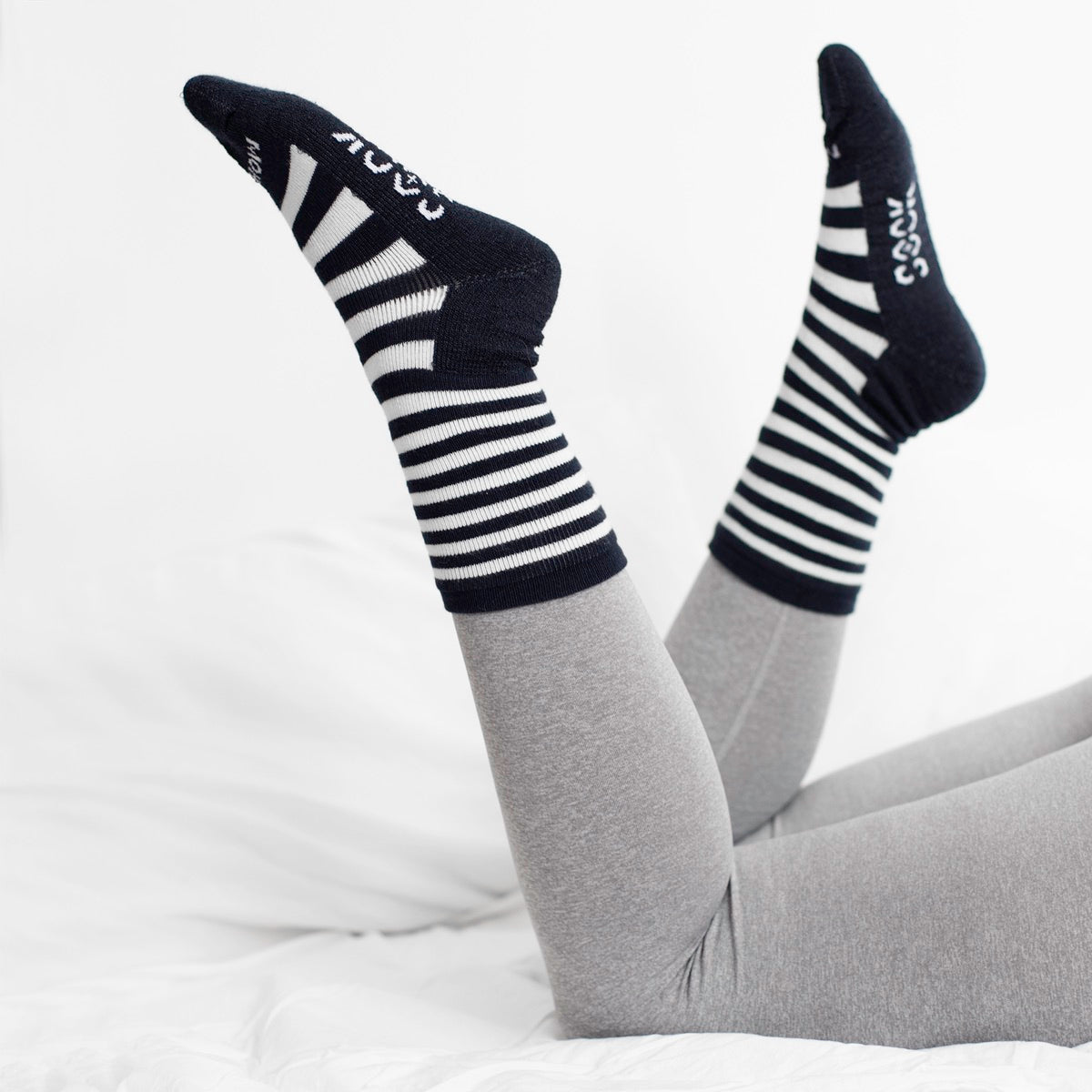 ‘Navy Stripe (Dark)’ Mohair Medi Socks
