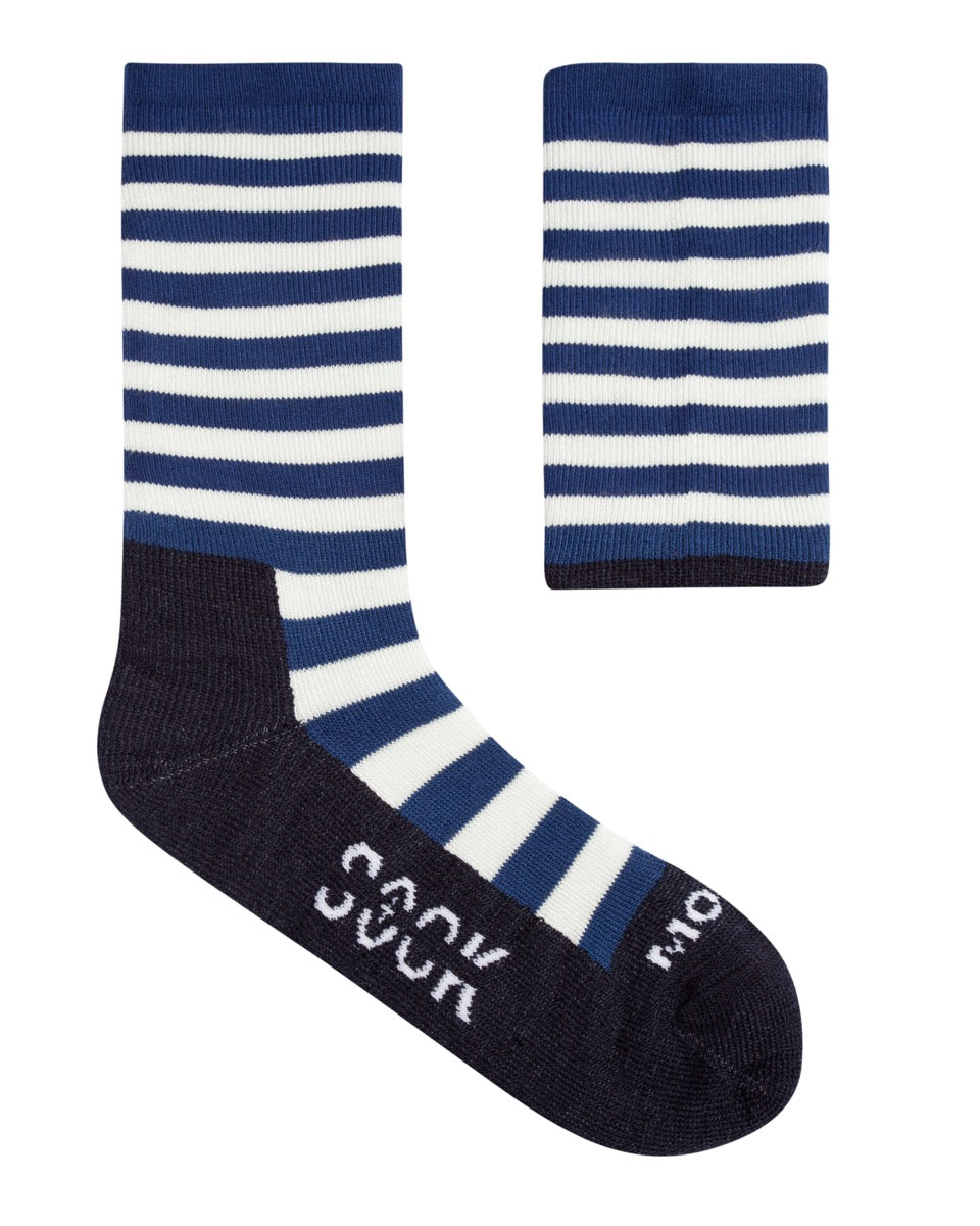 ‘Navy Stripe (Light)’ Mohair Medi Socks