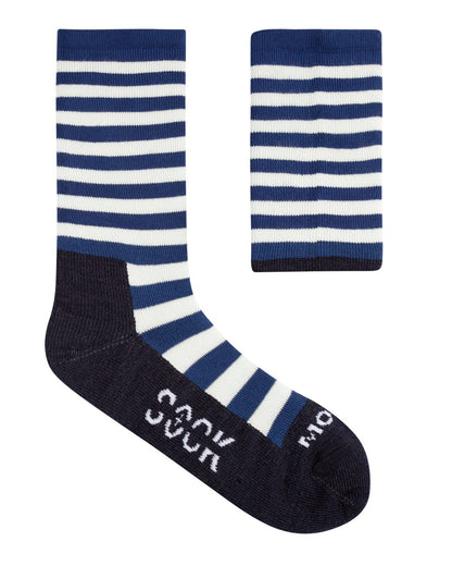 ‘Navy Stripe (Light)’ Mohair Medi Socks