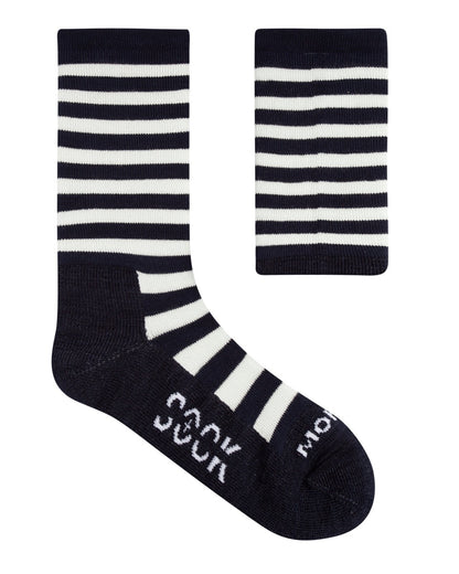 ‘Navy Stripe (Dark)’ Mohair Medi Socks