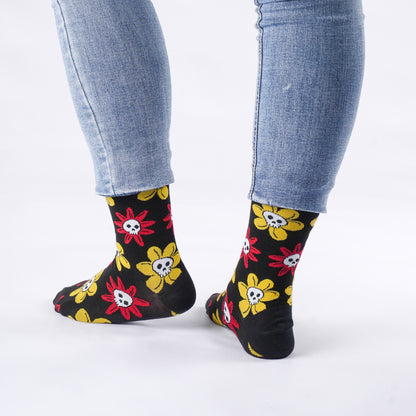 Skull Flower Cotton Socks