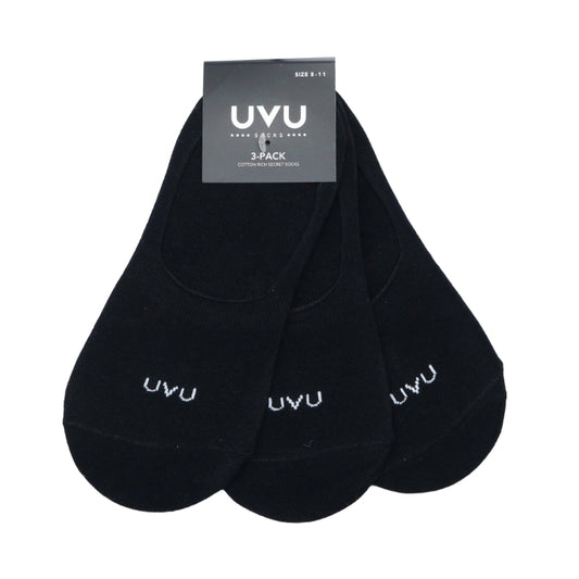 Secret Cotton Socks-3 Pack Black (8-11)